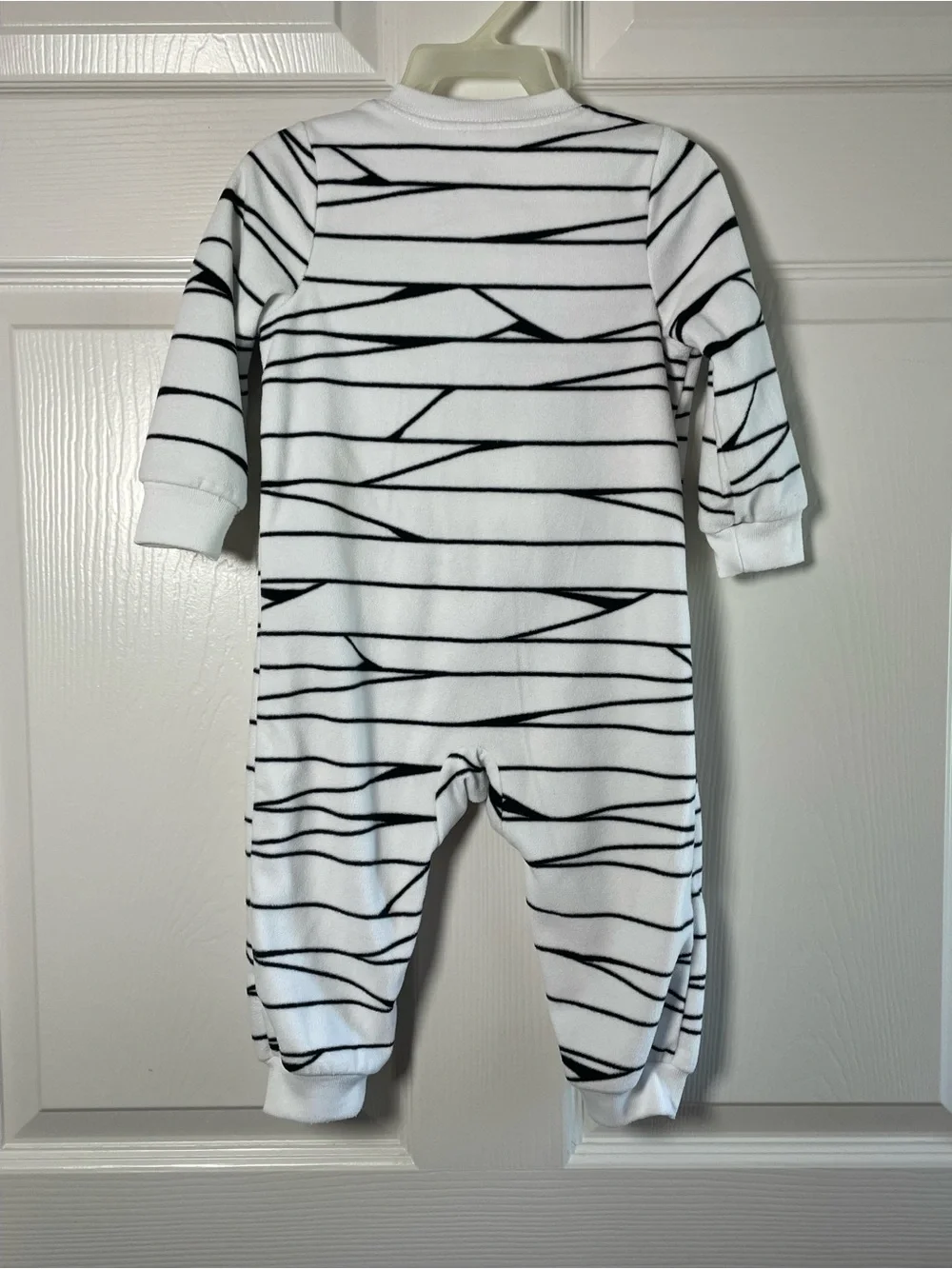 Carter's White Mummy Eye Footed One-Piece with Black Stripes and Yellow Eyes